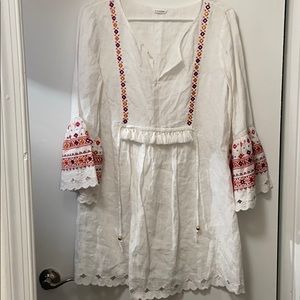 Beautiful white linen peasant dress!